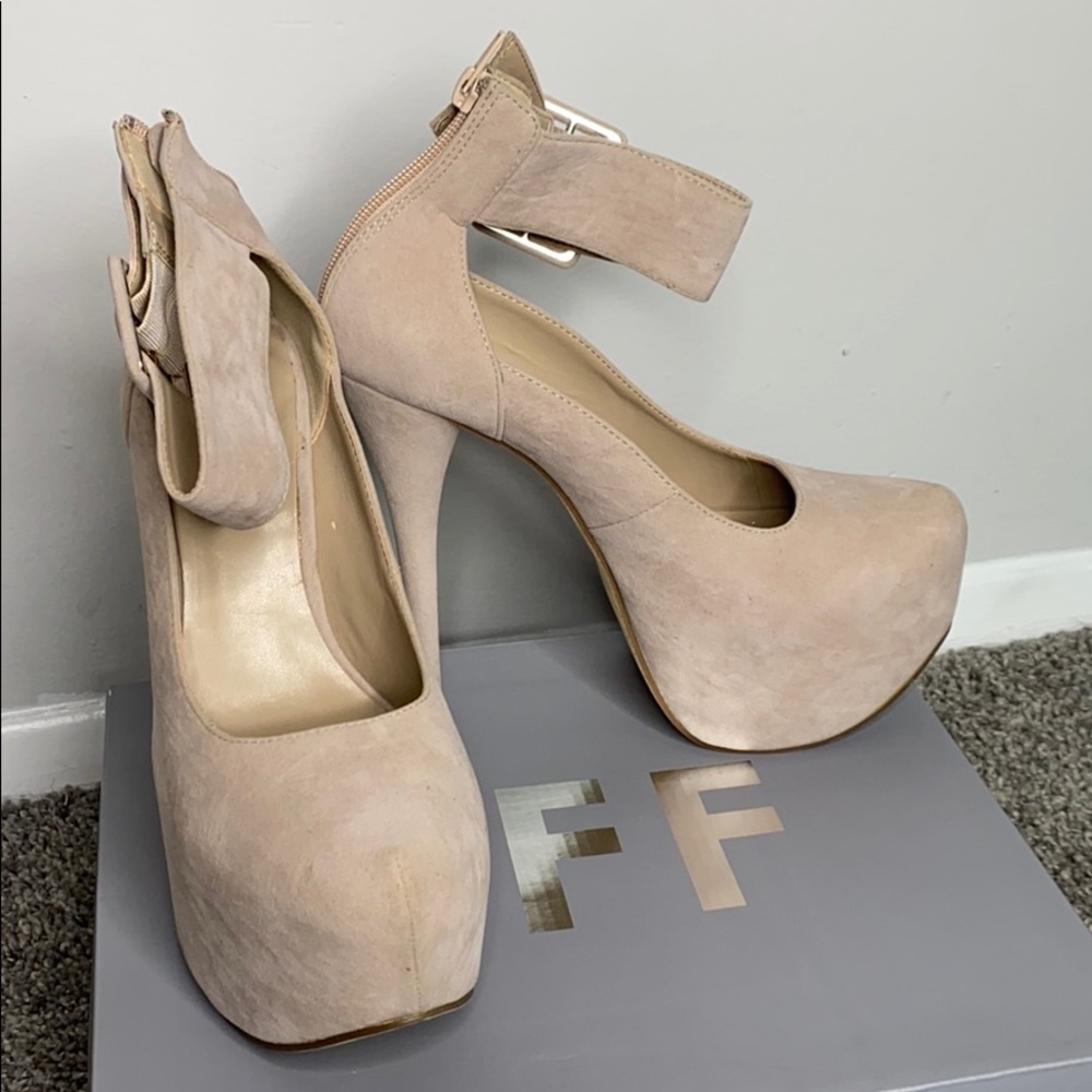 Tan platform heels